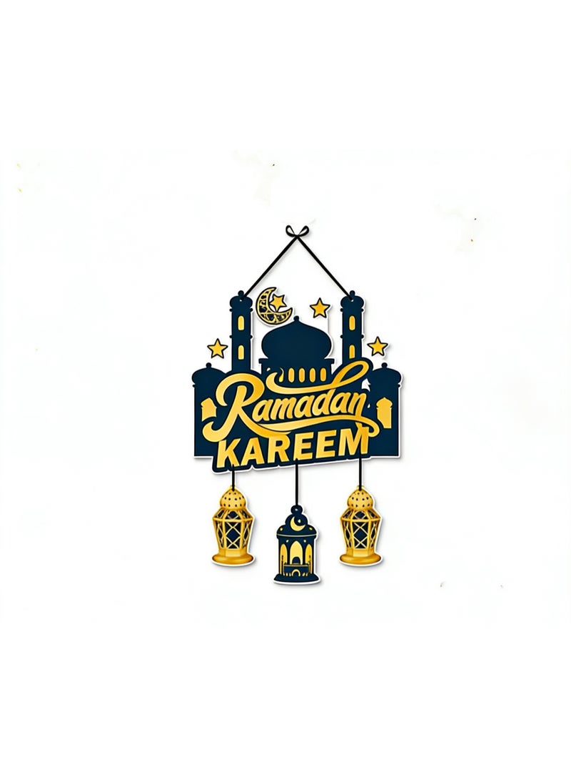 1 PCS Ramadan Door Decor Hanging Ornament, Ramadan Mubarak Decorations, Ramadan Kareem Decor Paper, Moon Star Lantern Sheep Decorations for Doors, Walls, Eid Al Adha Party Supplies - Image 1